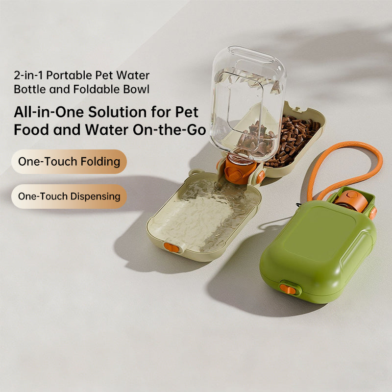 2-in-1 Portable Pet Water Bottle + Foldable Bowl