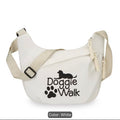 Dog-walking-themed Printed Single-shoulder Bag, Large-capacity Crossbody Bag with Double-layer Zipper Design,