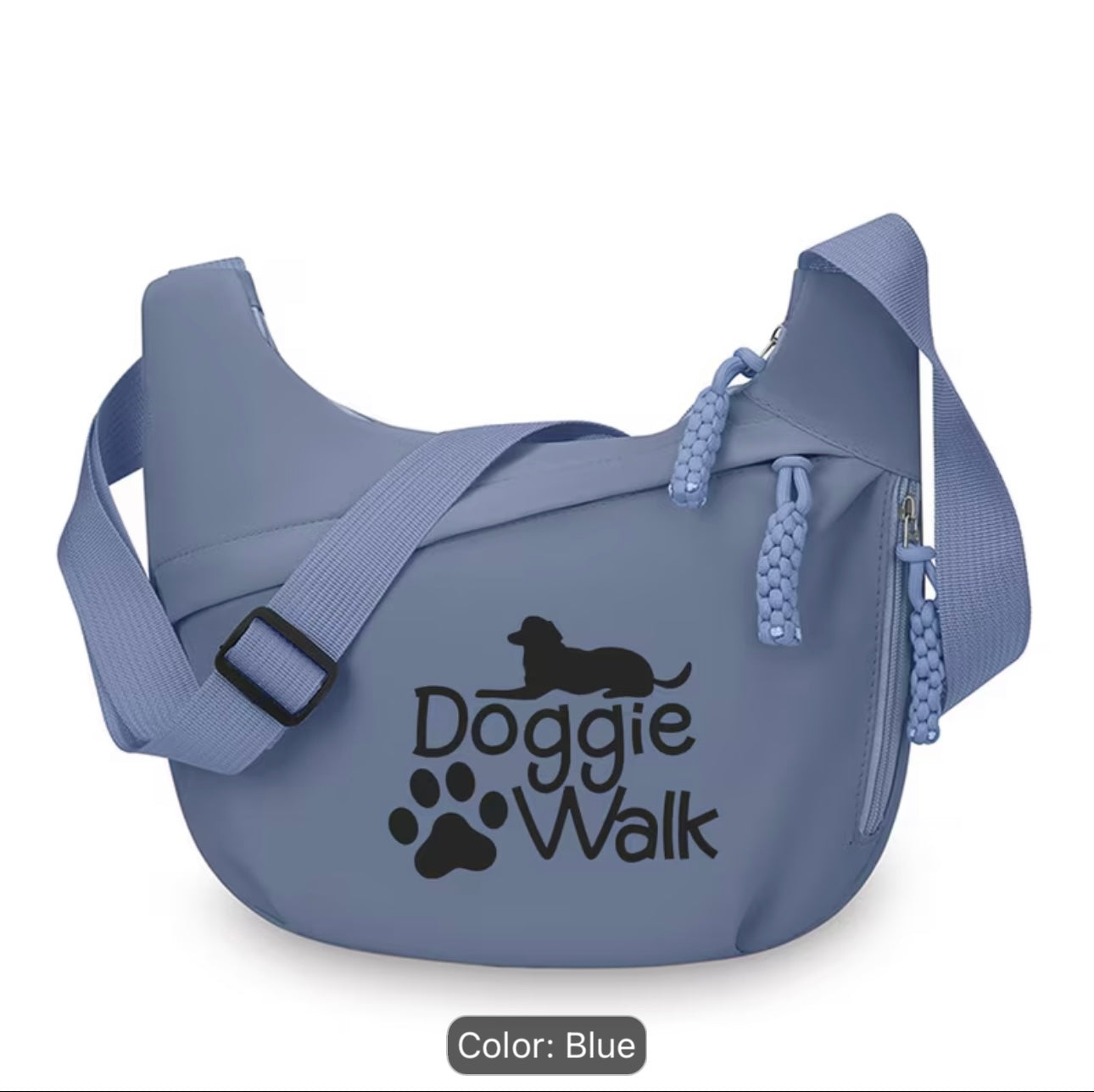 Dog-walking-themed Printed Single-shoulder Bag, Large-capacity Crossbody Bag with Double-layer Zipper Design,