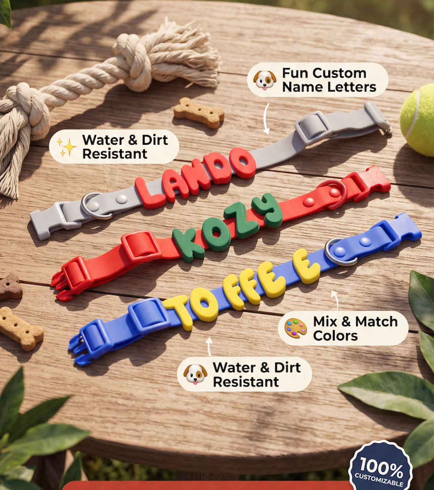 Waterproof Personalised Dog Collar – Plastic Buckle