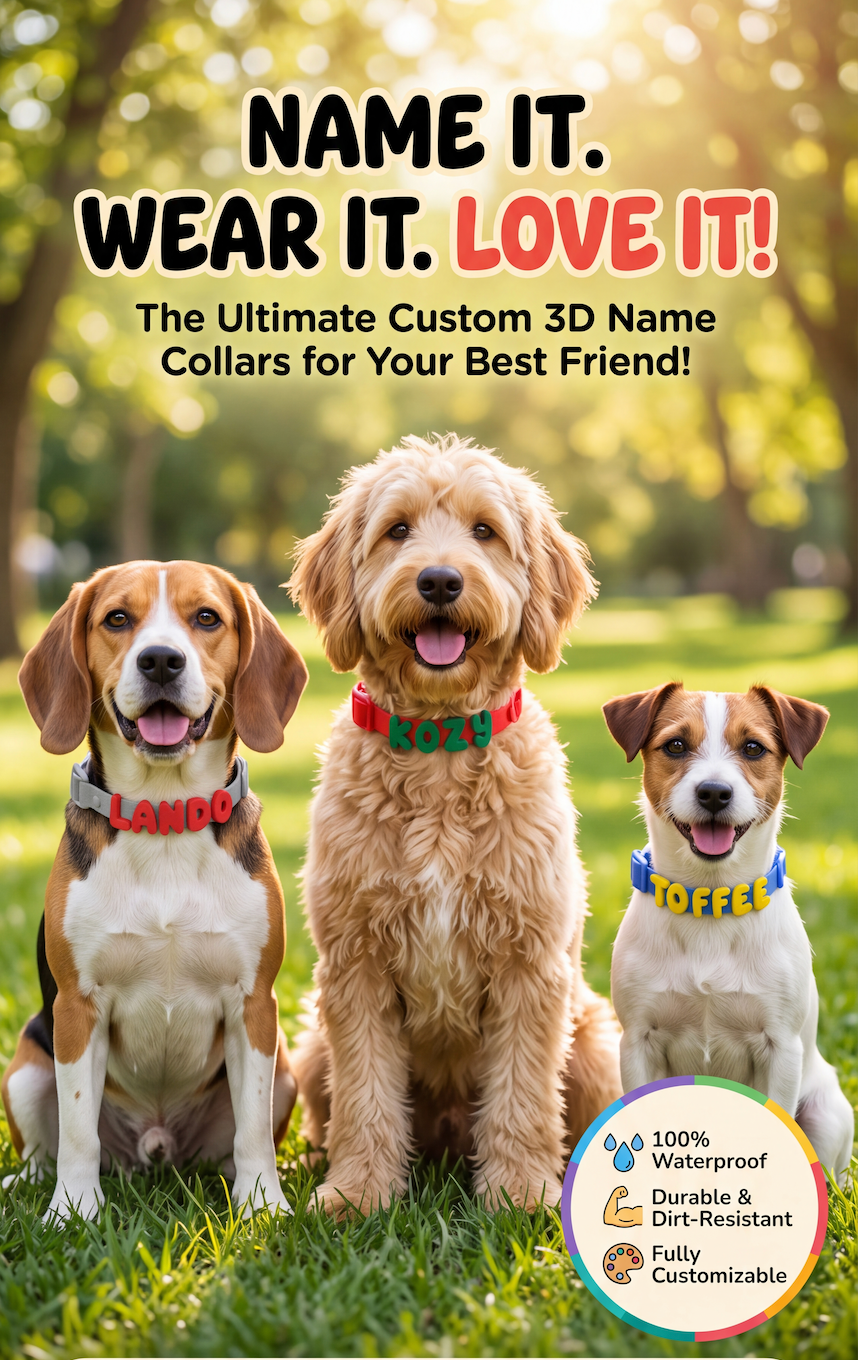 Waterproof Personalised Dog Collar – Plastic Buckle