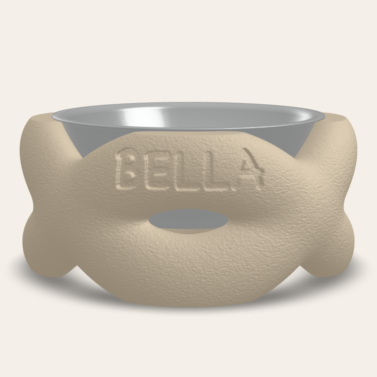 Braid bowl stand Cream, name engraved