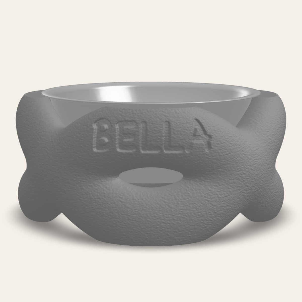 Braid bowl stand Grey, name engraved
