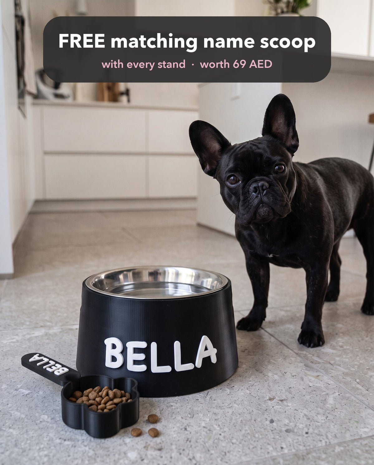 Bowl stand with the FREE matching name scoop