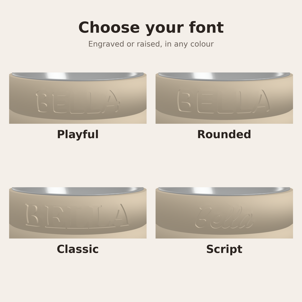 Choose your font: Playful, Rounded, Classic or Script