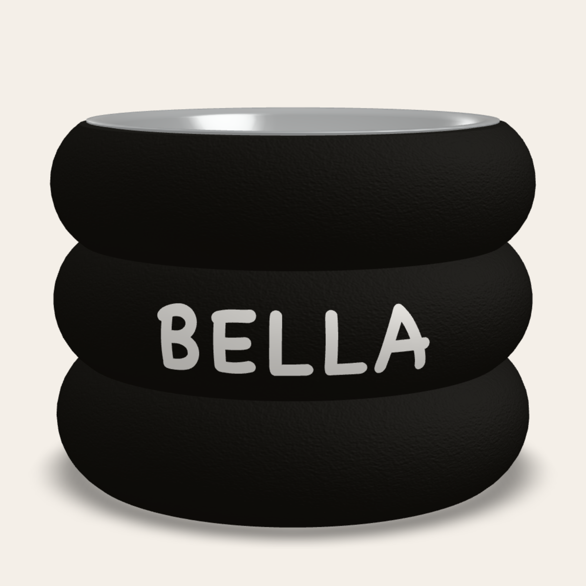 Ring bowl stand 3 rings Black, name engraved