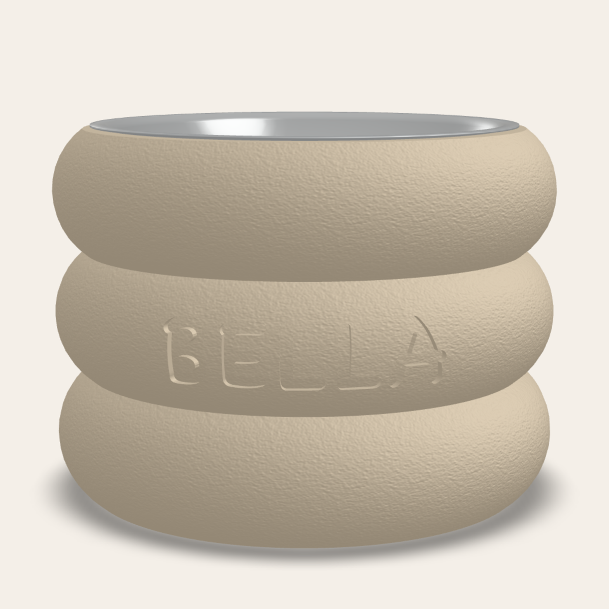 Ring bowl stand 3 rings Cream, name engraved