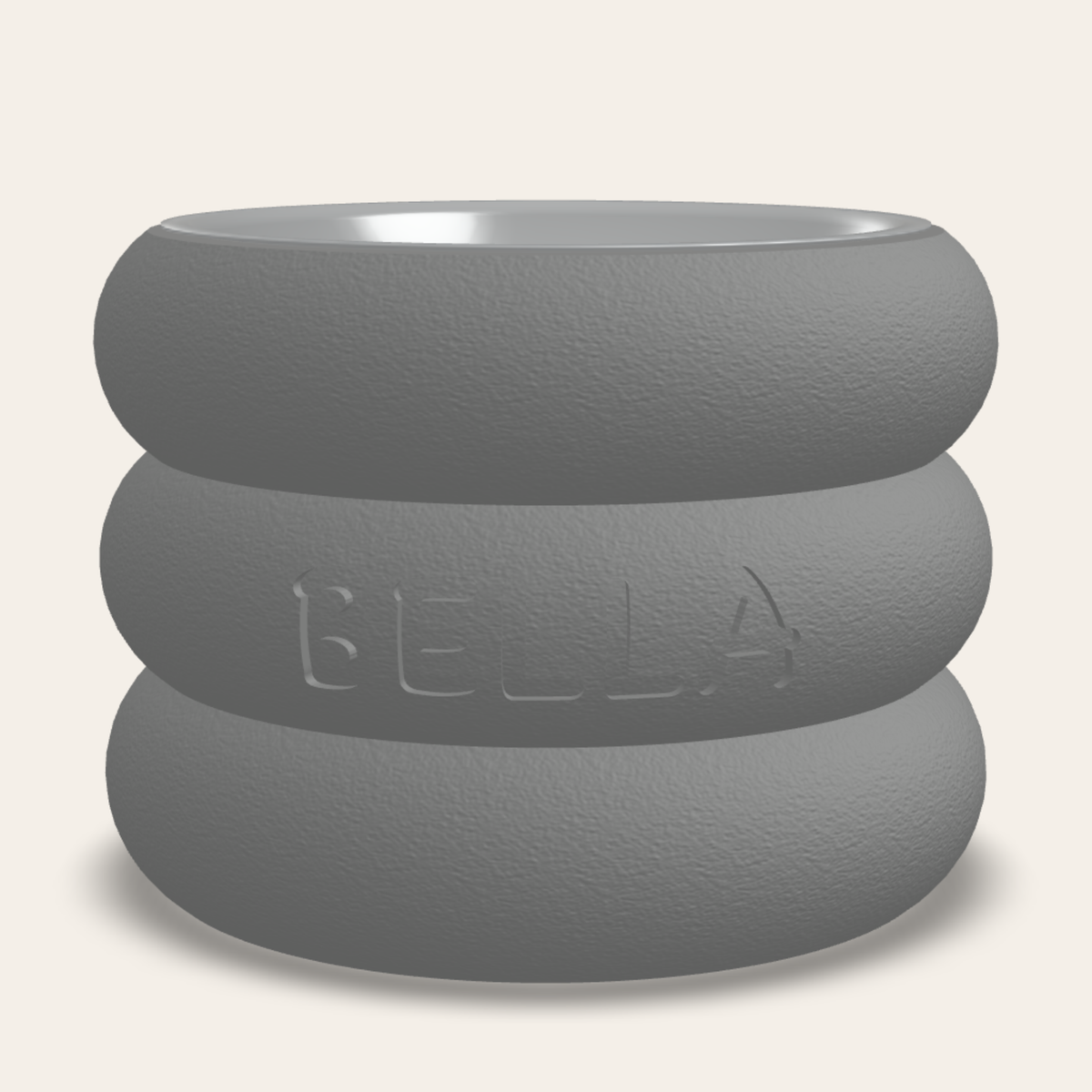 Ring bowl stand 3 rings Grey, name engraved