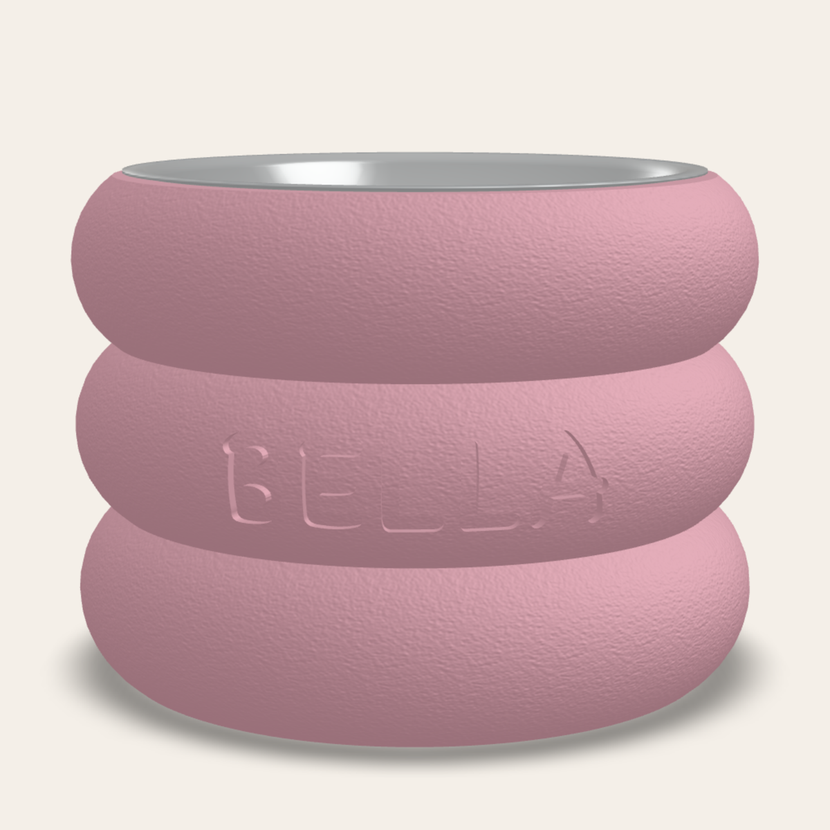 Ring bowl stand 3 rings Pink, name engraved